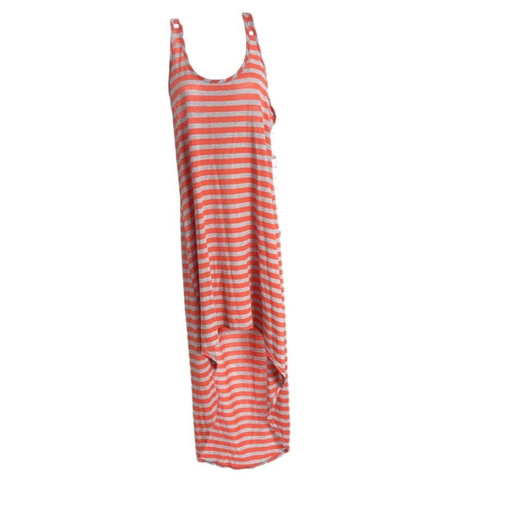 Icy hi/lo orange and gray striped tank maxi size 1XL